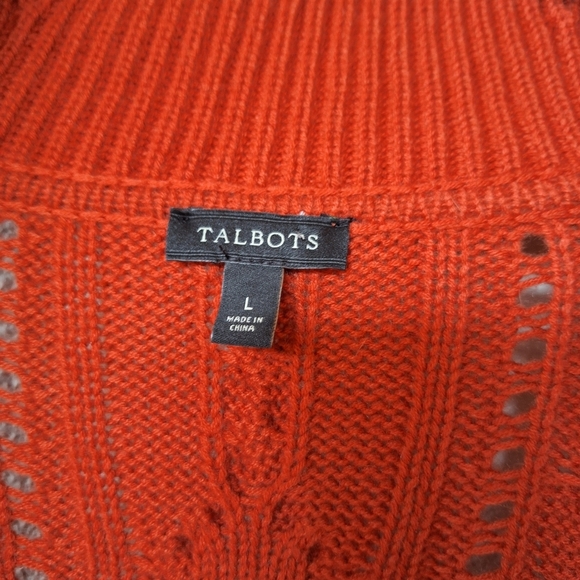 Talbots Womens Lambswoool Blend Rust Cardigan Buckle Sweater Size L - Picture 2 of 6
